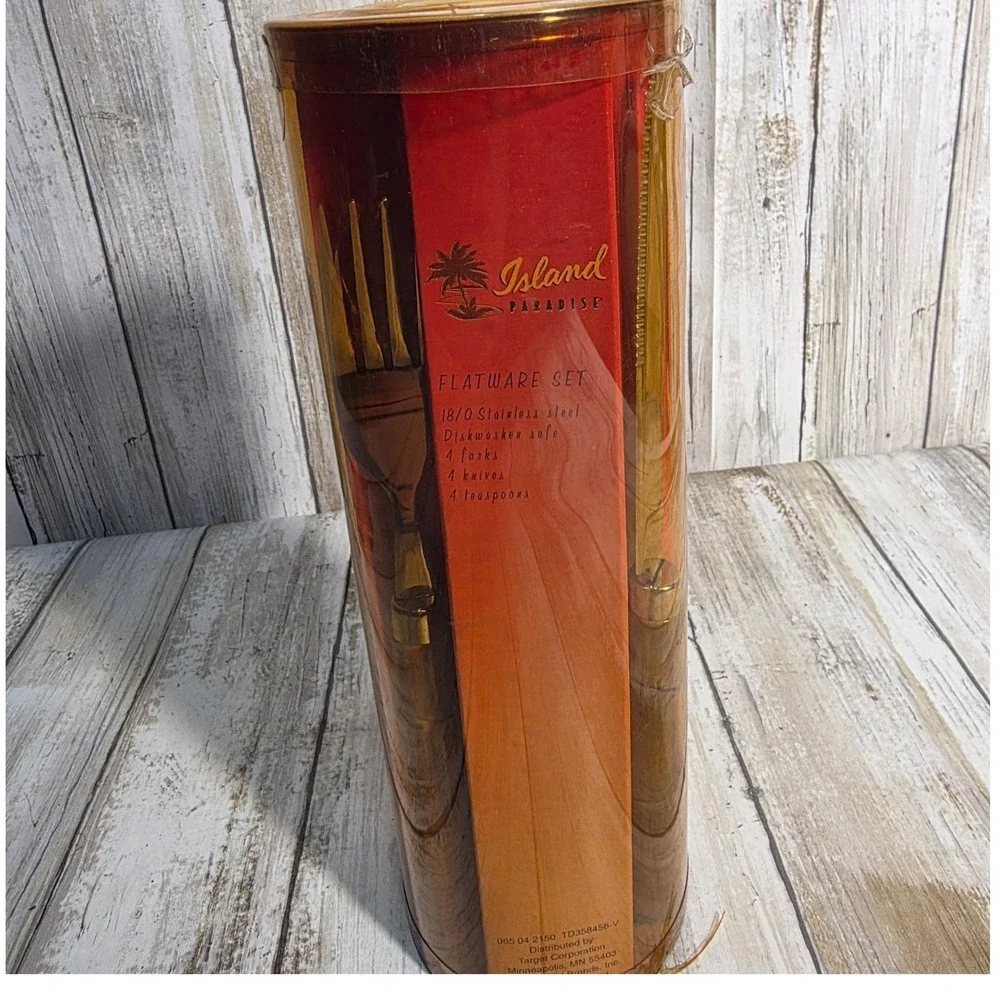 Island Paradise Faux Bamboo 12pc Flatware Set 18/0 Stainless Steel Service for 4